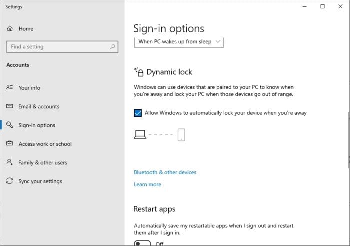 Dynamic Lock - How to Instantly Lock Your Windows 10 PC When Not in Use 13