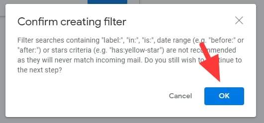  bestätigen Sie das Erstellen eines Filters - So löschen Sie alte E-Mails in Google Mail automatisch 9