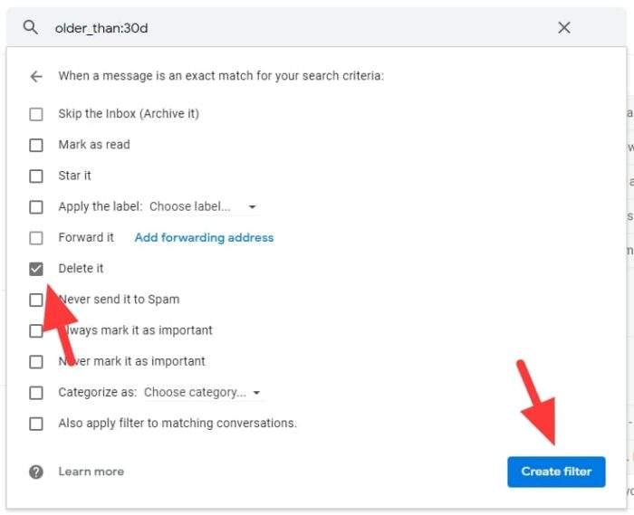 crear filtro 1 - Cómo Eliminar Automáticamente correos electrónicos Antiguos en Gmail 11