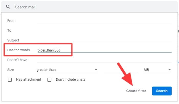 create filter - How to Auto Delete Old Emails in Gmail 11