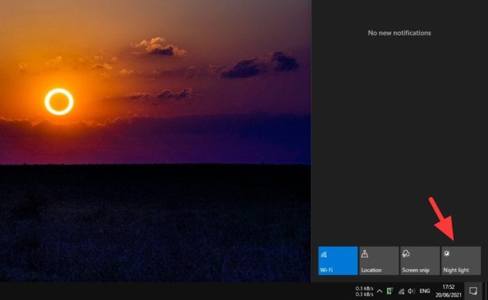 night light notification center - How to Enable Windows 10' Night Light on to Reduce Eye Strain 15