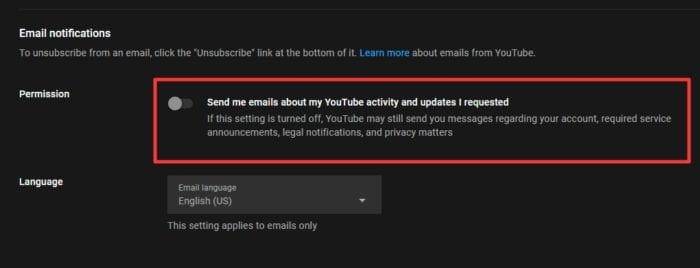 email notifications - How to Stop Getting Emails & Notifications from Youtube 11