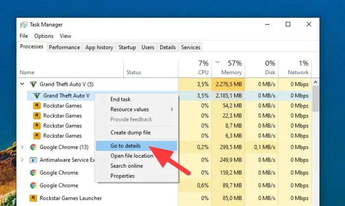 go to details - How to Set CPU Priority Level on Windows 10 7