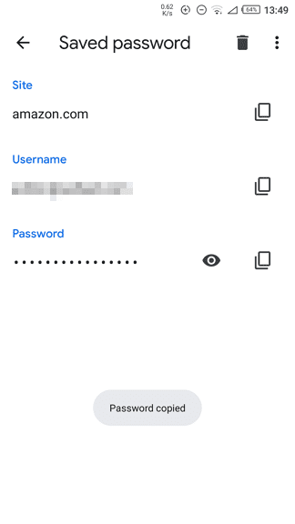 password copied - How to See Your Saved Passwords on Chrome Android 17