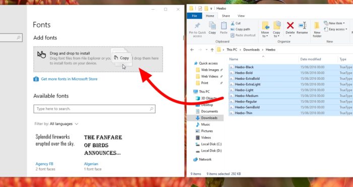 drag and drop fonts - How to Add Multiple New Fonts to Windows 10 in an Instant 11
