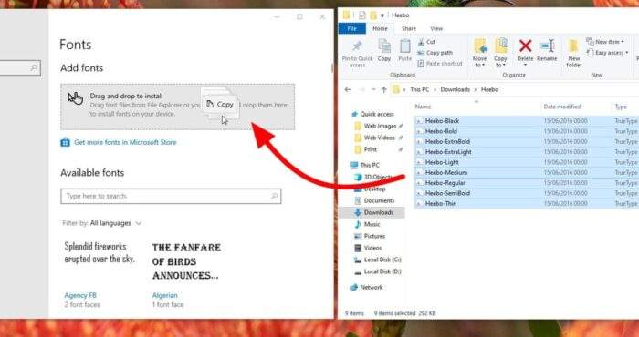 drag and drop fonts - How to Add Multiple New Fonts to Windows 10 in an Instant 11