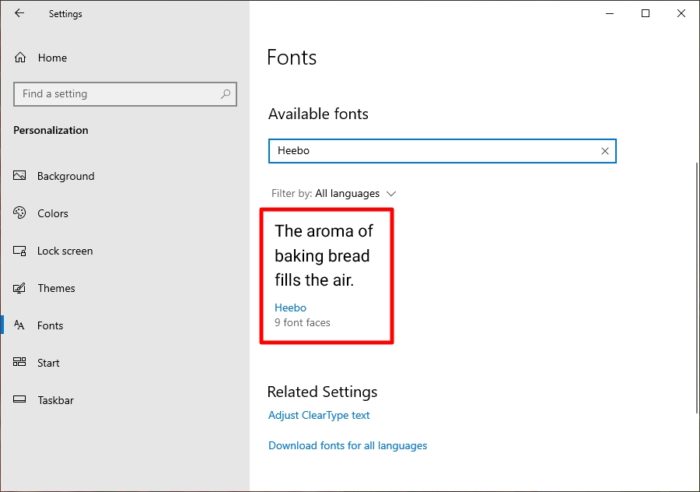 find and download fonts for windows 10