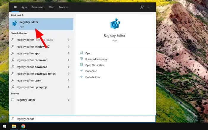 registry editor 1 - How to Disable Bing 'Search the Web' on Windows 10 Search 5
