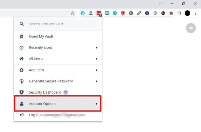 account options - How to Export Saved Passwords from Your LastPass Account 7