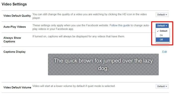 auto play off - How to Disable Autoplay Videos on Facebook to Save Data 13