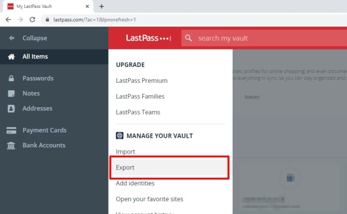 export 4 - How to Export Saved Passwords from Your LastPass Account 33