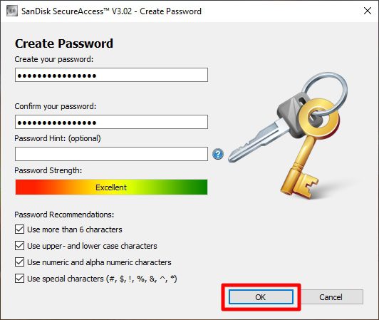 create passwords - How to Use Sandisk SecureAccess to Protect a Flash Drive 13