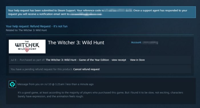 refund request - How to Refund Purchased Games on Steam 17