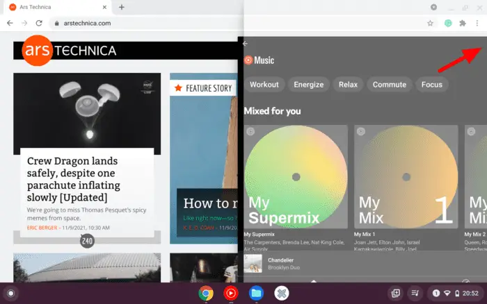 right side - How to Split Screen for Two Apps on Chromebook 7