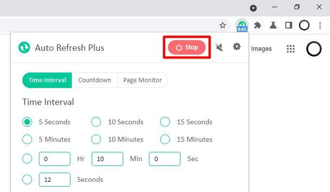 stop - How to Make Chrome Automatically Refresh a Web Page 17