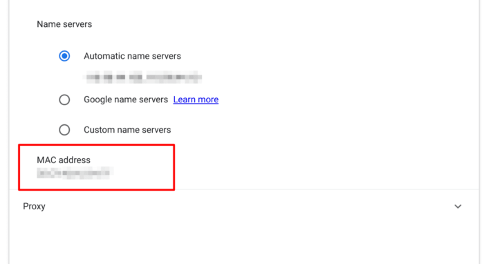 mac wifi address on chromebook