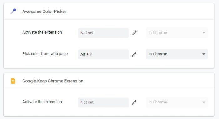 extension shortcuts - How to Manage List of Extensions in Google Chrome 17