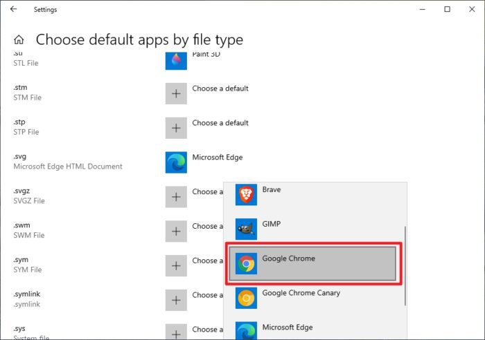 google chrome - How to Change Default Program "Open With" in Windows 10 23