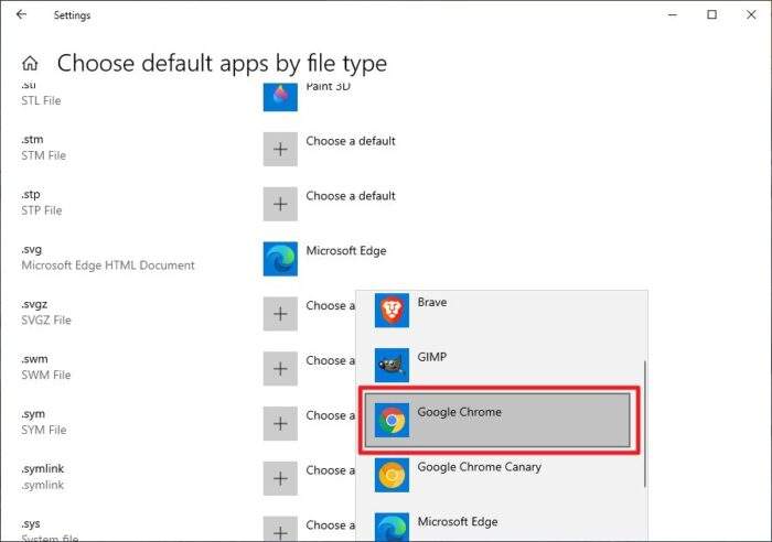 google chrome - How to Change Default Program "Open With" in Windows 10 23