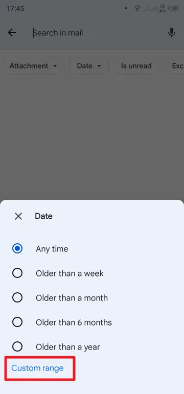 custom range - How to Quickly Find Old Emails on Gmail from a Certain Date 21