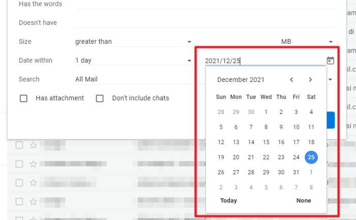 select the day - How to Quickly Find Old Emails on Gmail from a Certain Date 9