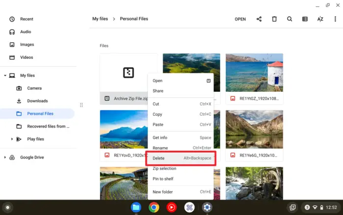 delete zip file 2 - How to Unzip Archived ZIP Files on Chromebook Without App 17