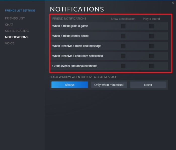 turn off all - How to Turn Off All Steam Notifications 27