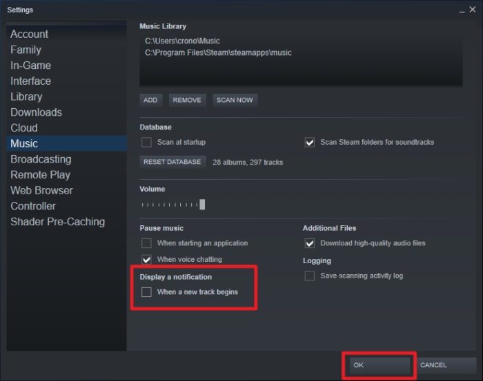 when new track begins - How to Turn Off All Steam Notifications 19