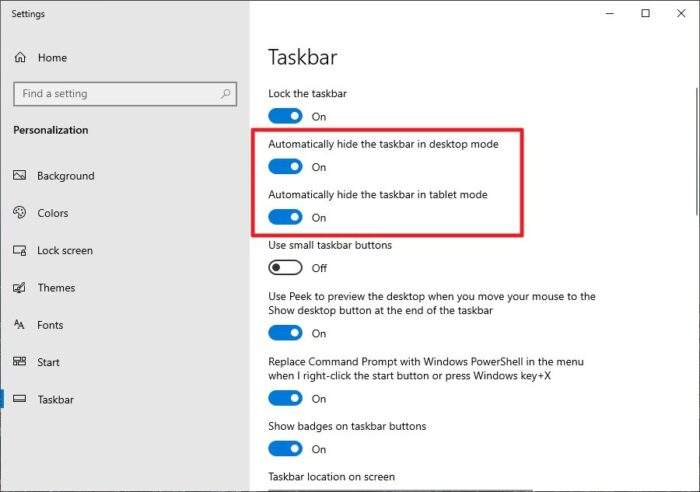 automatically hide taskbar - How to Hide Windows 10 Taskbar to Free Up Screen Space 7