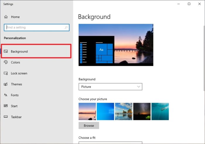 background menu - How to Change Your Wallpaper Picture in Windows 10 9
