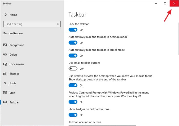 close the window - How to Hide Windows 10 Taskbar to Free Up Screen Space 11