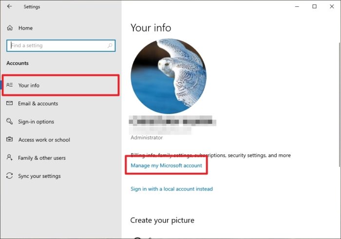 manage my microsoft account 1 - How to Change the Administrator Name in Windows 10 9