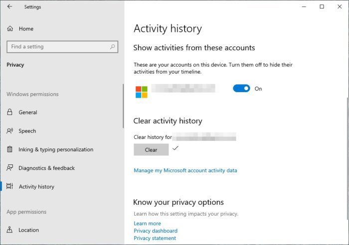cleared - How to Clear Your Activities from Windows 10 Timeline 15