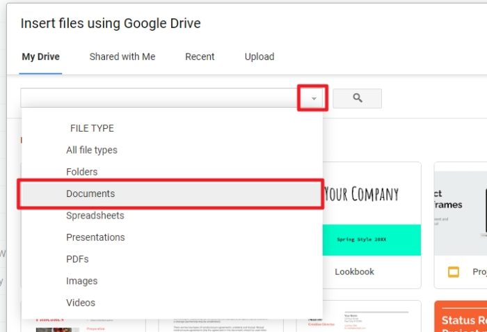 filter by documents - How to Attach a Google Docs Document to Gmail Message 9