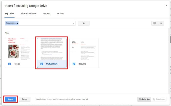insert document - How to Attach a Google Docs Document to Gmail Message 11