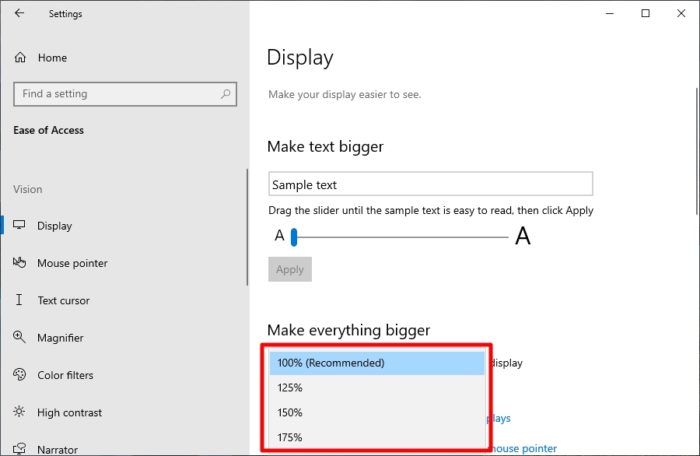 make everything bigger - How to Increase Font Size in Windows 10 to be Readable 13