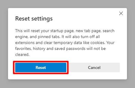 reset 1 - How to Reset Microsoft Edge Settings to Default in 5 Steps 11