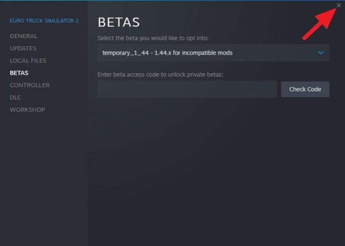 close window 2 - How to Update Euro Truck Simulator 2 to Latest Version 23