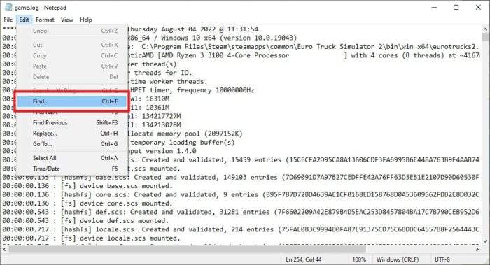 edit find - How to Check Your Euro Truck Simulator 2 Version 11