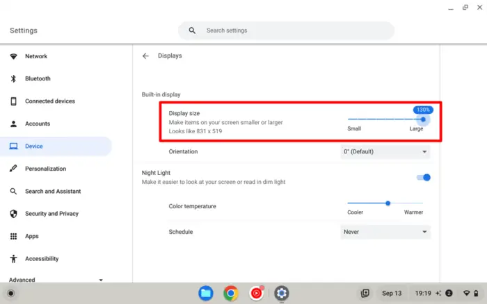 Screenshot 2022 09 13 19.19.47 - How to Increase Font Size on Chromebook 13