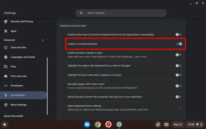 Screenshot 2022 09 22 18.06.55 - How to Open On-Screen Keyboard on Chromebook 13