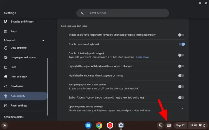 Screenshot 2022 09 22 18.06.59 - How to Open On-Screen Keyboard on Chromebook 15