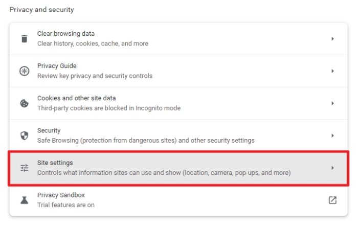 site settings 1 - How to Clear Cookies from Just One Website (Chrome Guide) 11