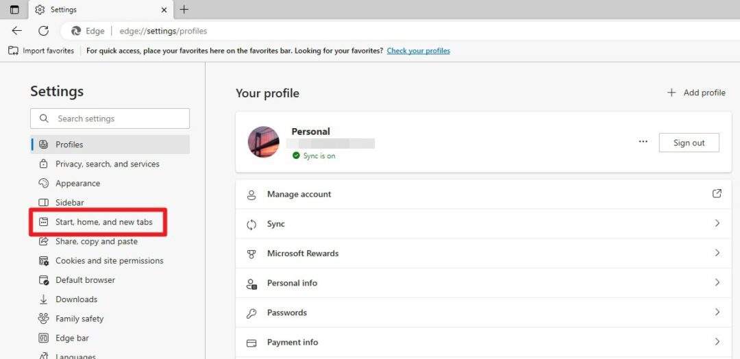 start home tabs - How to Make Google.com the Microsoft Edge Homepage 7