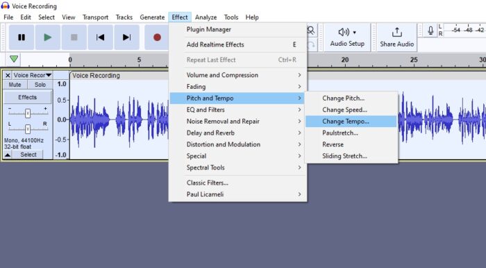 change tempo - How to Speed Up Audio in Audacity Without Changing Pitch 3