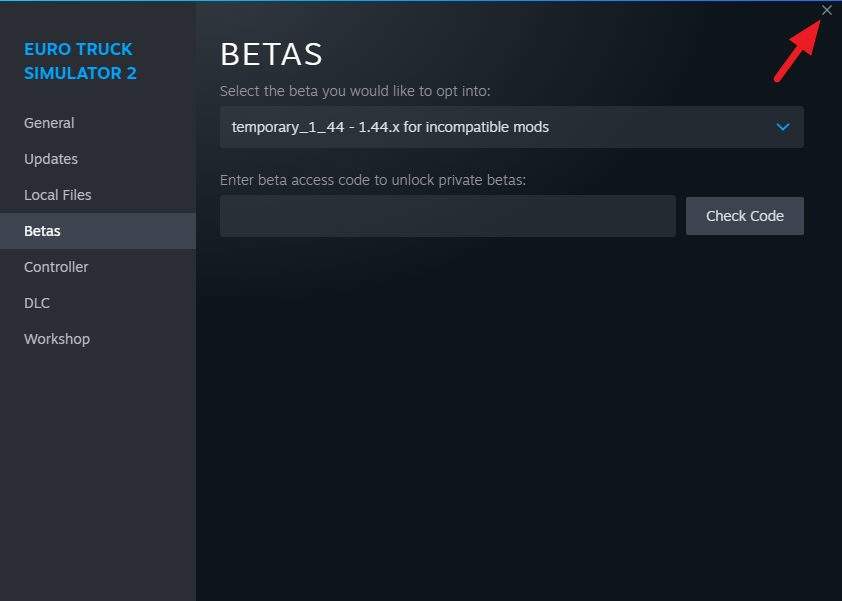 close - How to Downgrade Euro Truck Simulator 2 Version on Steam 13