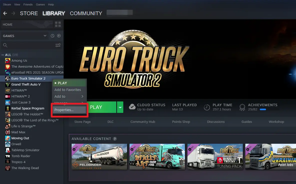 ets2 properties - How to Downgrade Euro Truck Simulator 2 Version on Steam 7