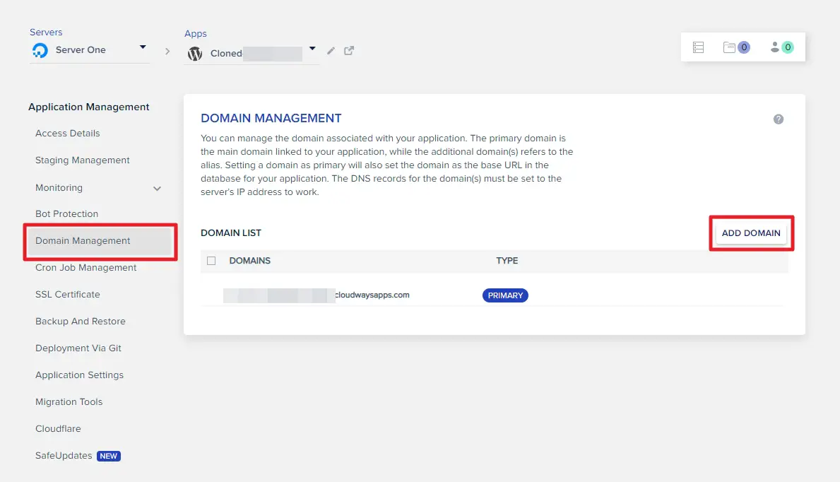 add domain - How to Move a Site Between Servers in Cloudways (With Picts) 19
