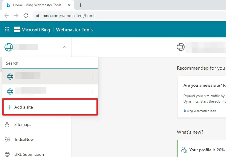 add a site - How to Submit Your Website to Bing Webmaster Tools 5