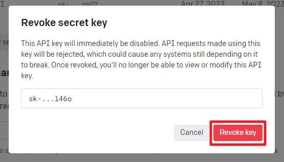 revoke secret key - How to Get Your OpenAI API Key for GPT Applications 19